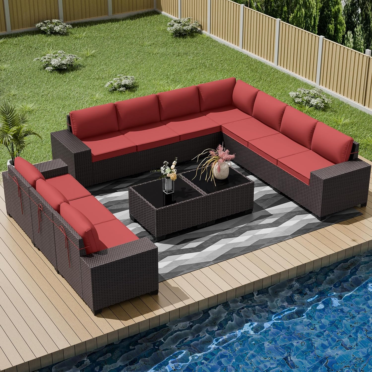 Outdoor Furniture Bali - 12 PCS Outdoor Patio Furniture Set,Outdoor