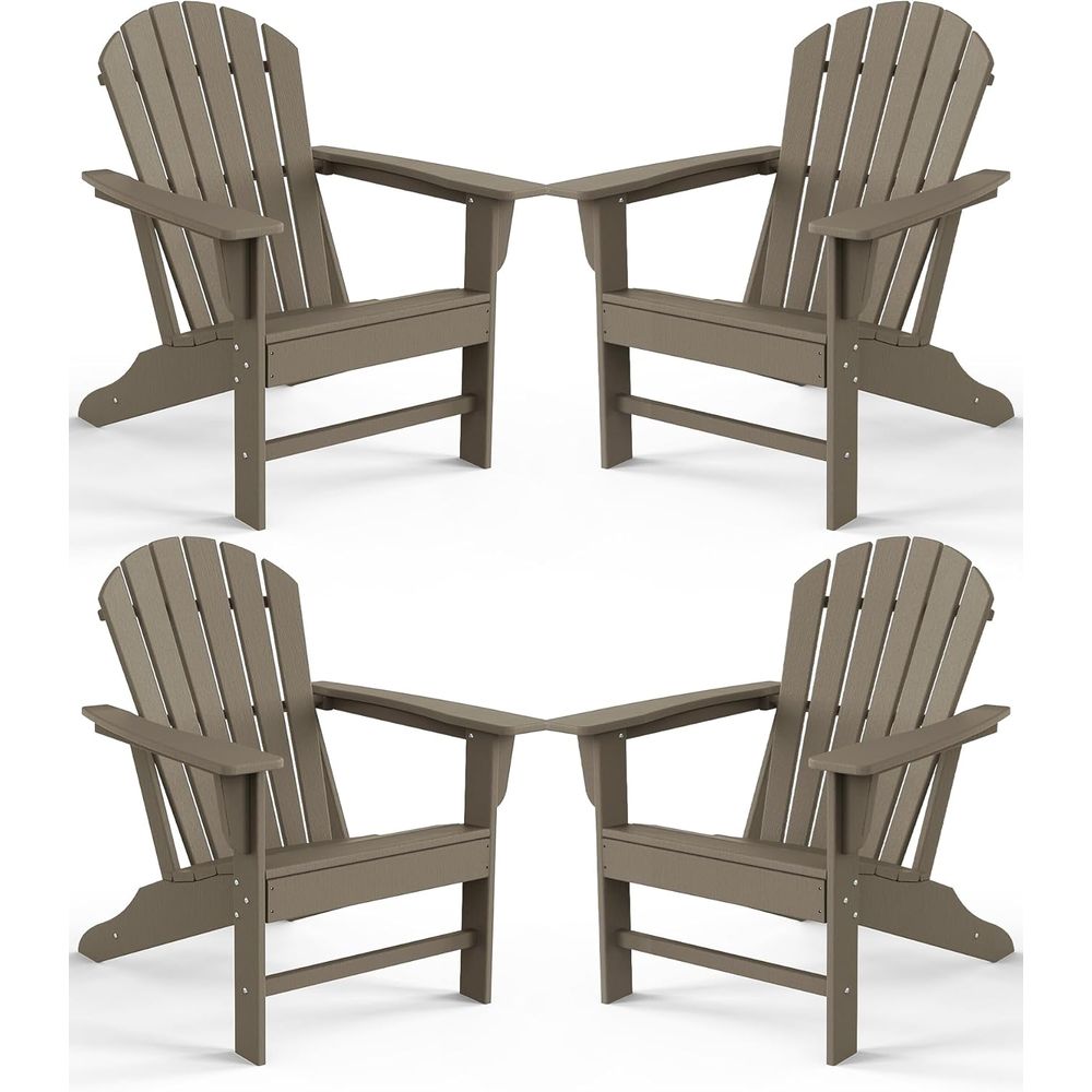 Outdoor Furniture Set With Fire Pit - 4-Piece Poly Lumber Patio Chair Set,
