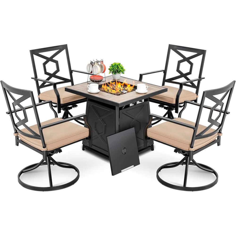 Outdoor Furniture Set With Fire Pit - 5-Piece Outdoor Patio Furniture Set with