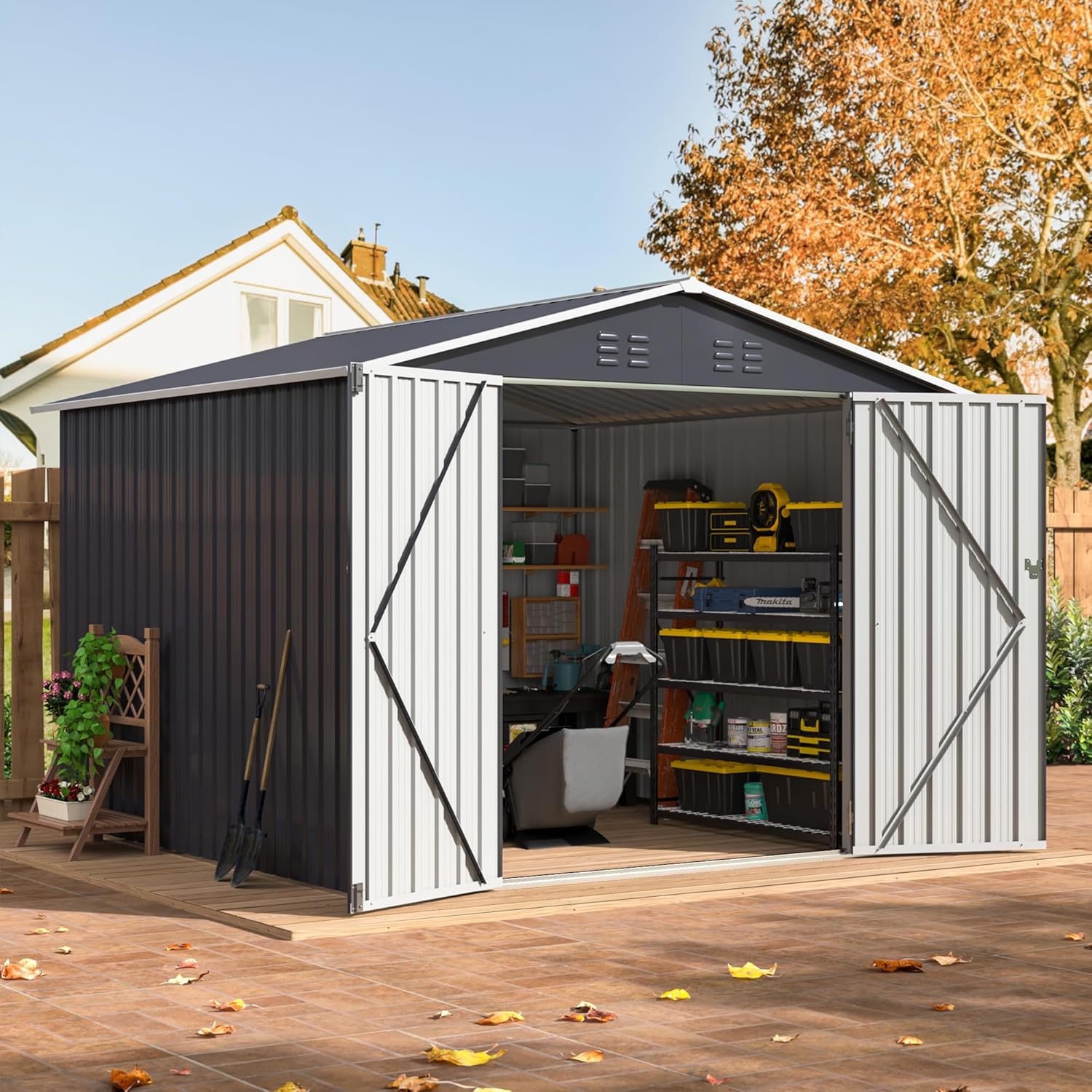 Outdoor Furniture Bali - 8x8 FT Outdoor Storage Shed, Utility