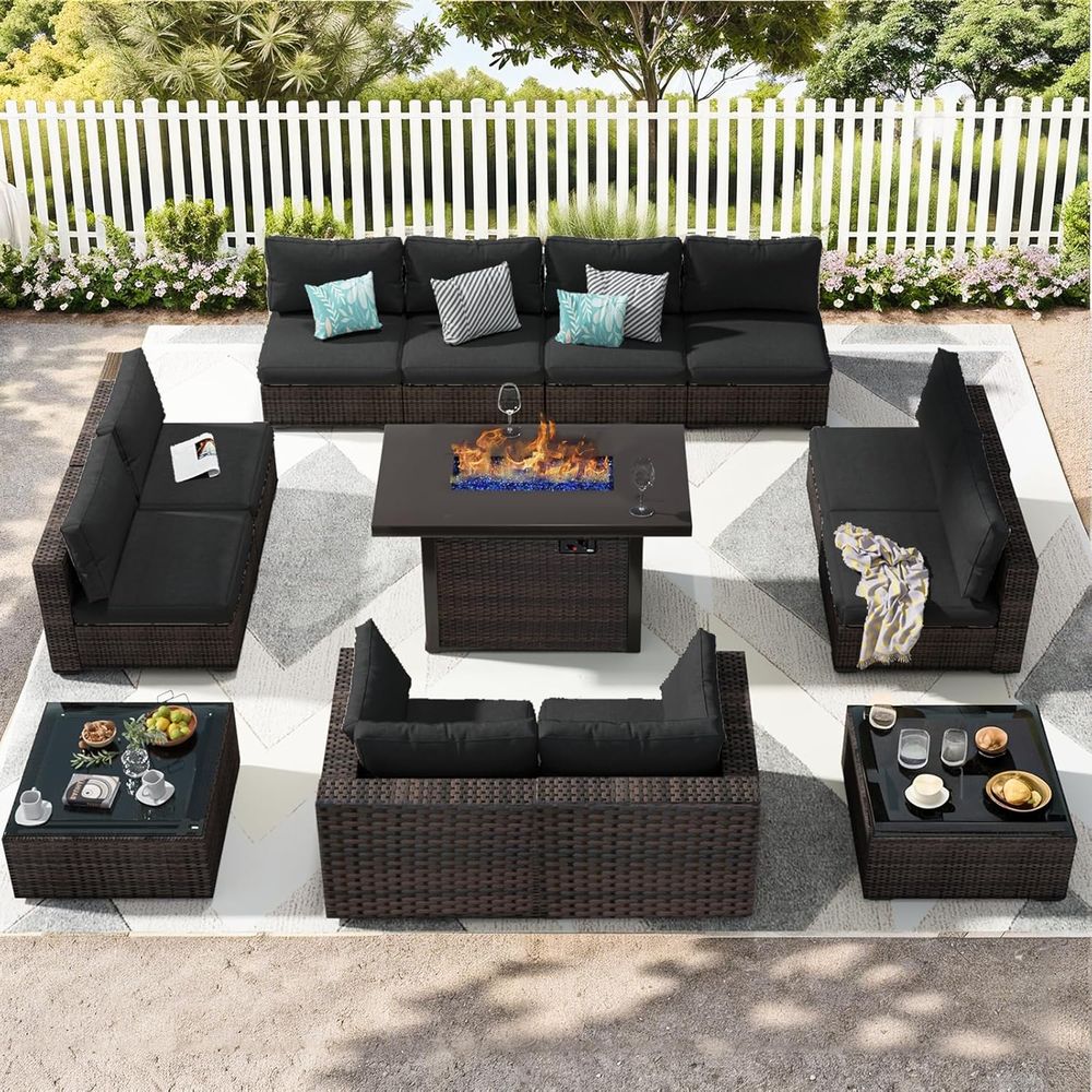 13-Piece Outdoor Sectional Pat - Outdoor Furniture Set With Fire Pit avis et prix