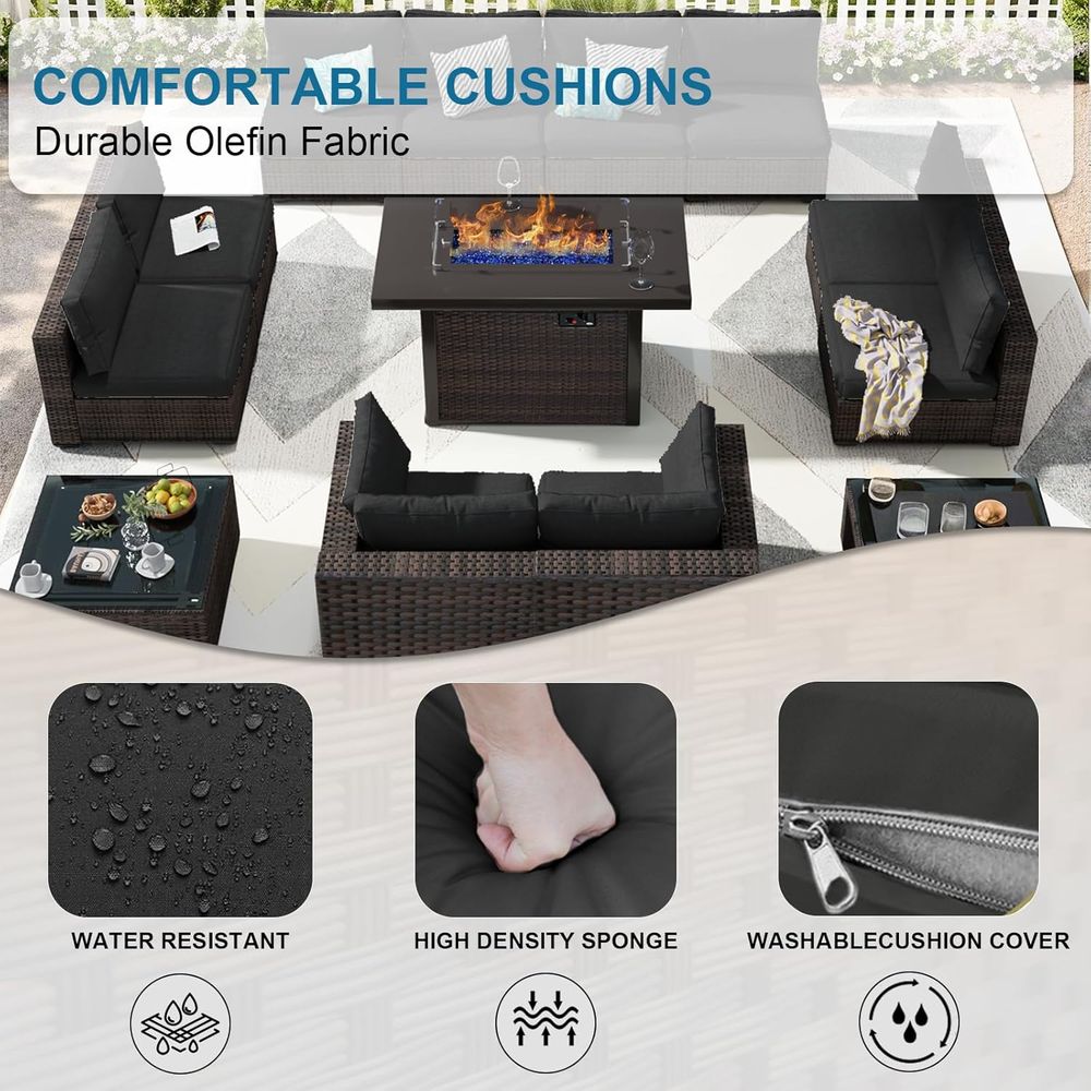 13-Piece Outdoor Sectional Pat - Outdoor Furniture Set With Fire Pit avis et prix