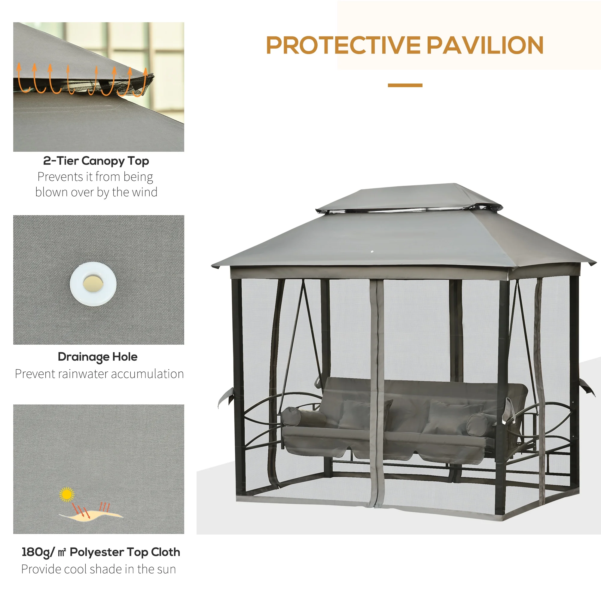 3 Person Patio Gazebo Swing Ch - Outdoor Furniture Gazebo avis et prix
