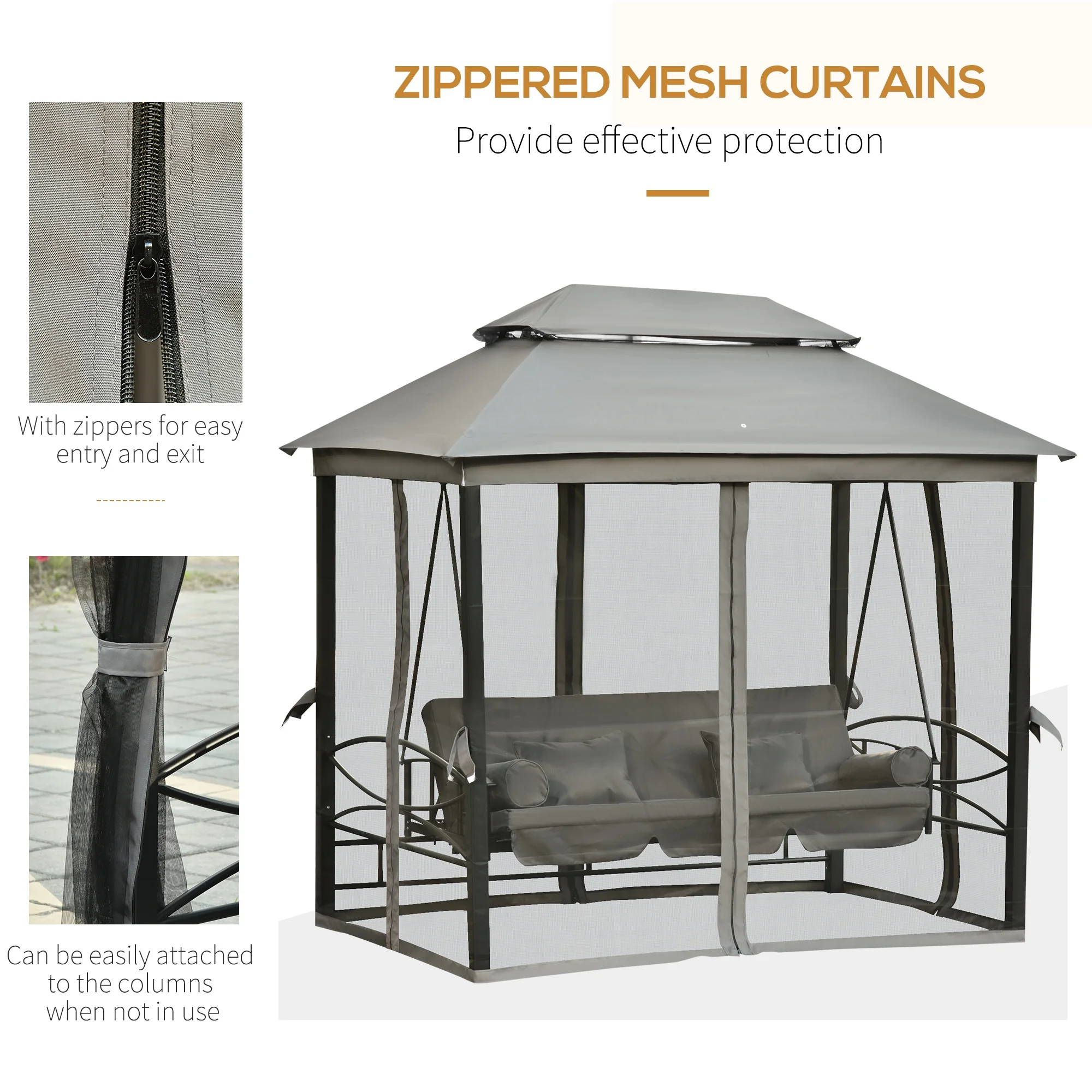 3 Person Patio Gazebo Swing Ch - Outdoor Furniture Gazebo avis et prix