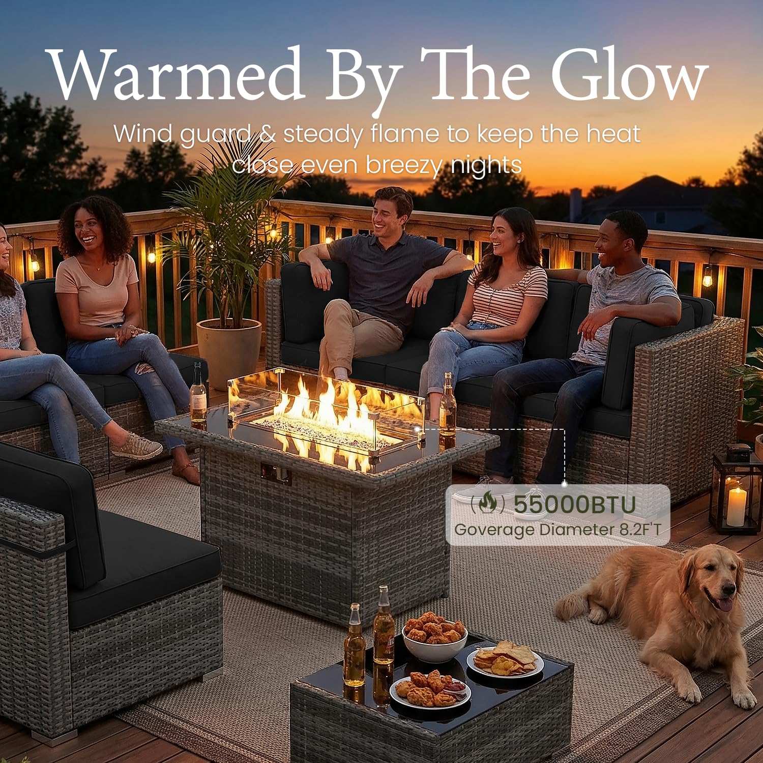 8 Piece Patio Furniture Set wi - Outdoor Furniture Set With Fire Pit avis et prix