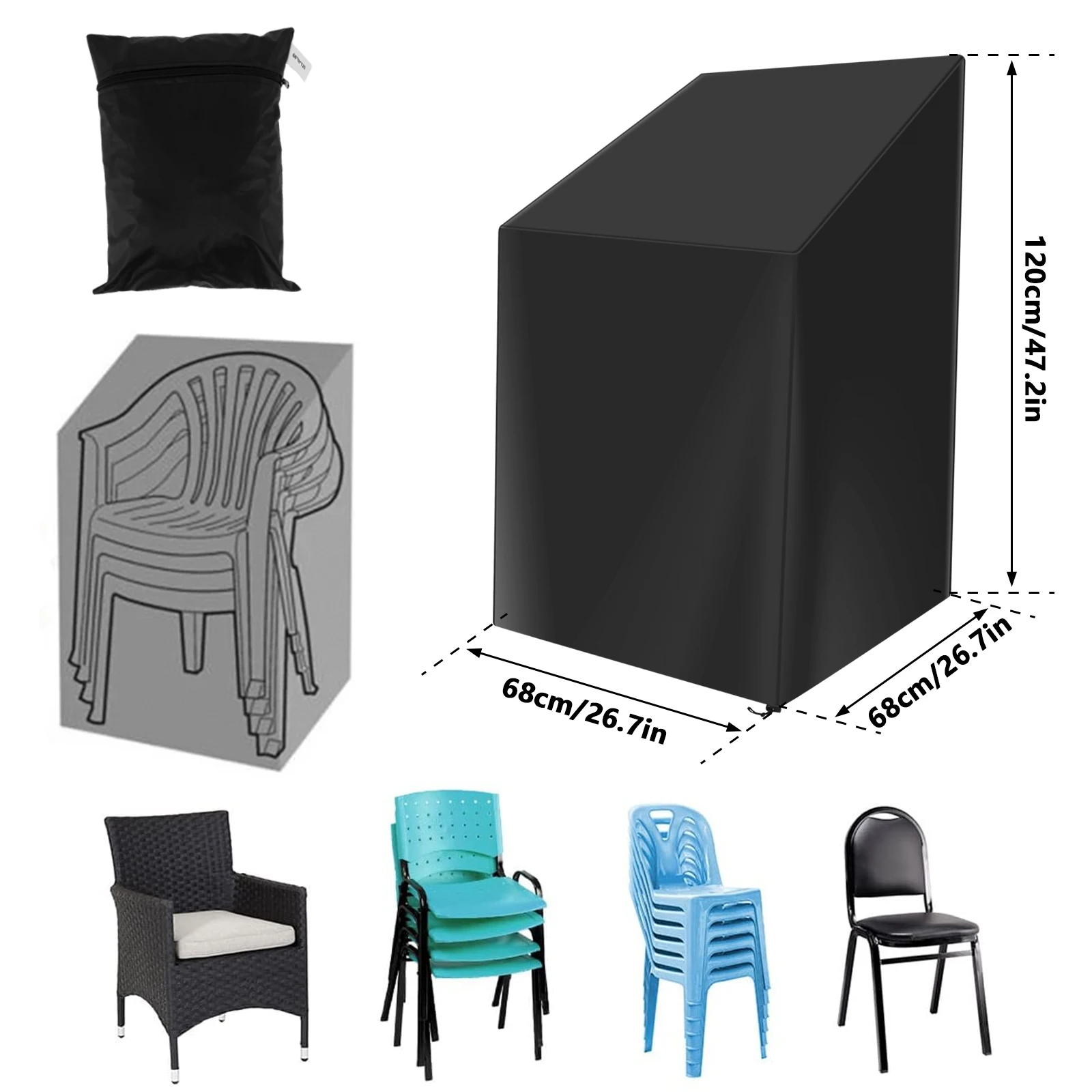 Stacked Chair Dust Cover with  - Outdoor Furniture Weatherproof avis et prix