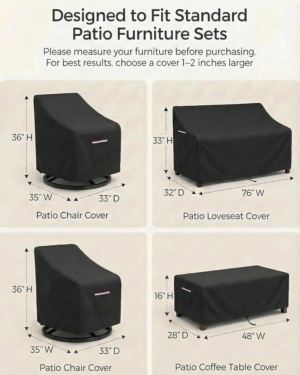4-Piece Patio Furniture Cover  - Outdoor Furniture Heavy Duty avis et prix