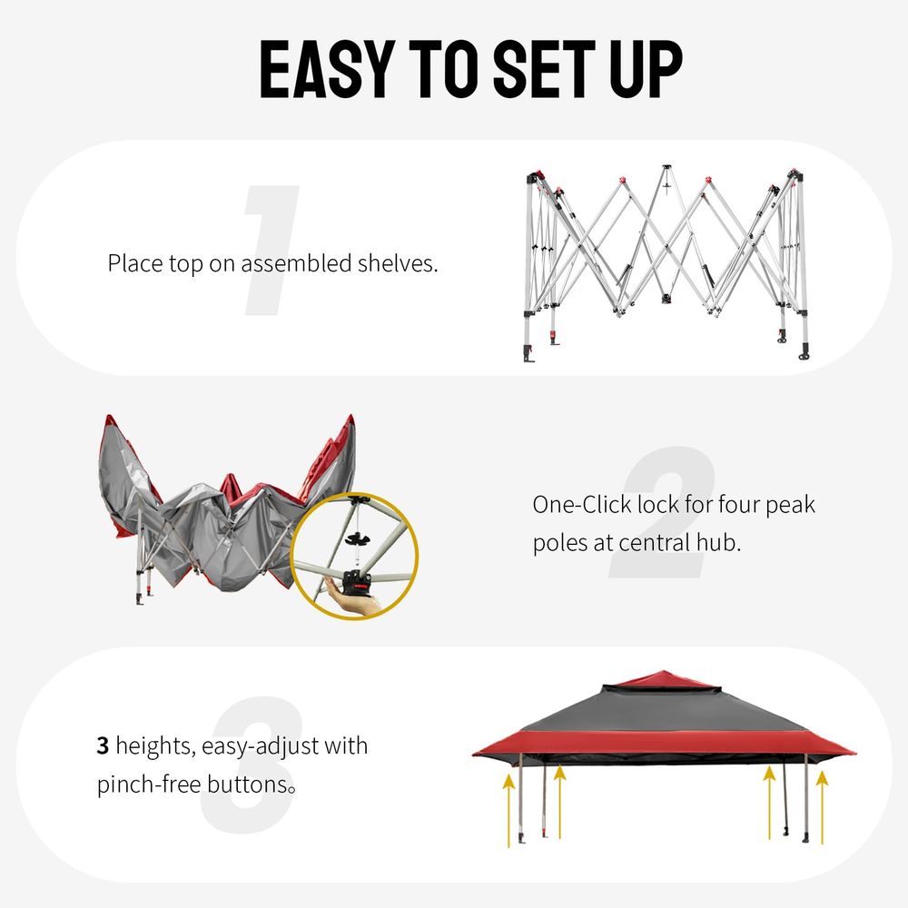 13x13 Pop  Gazebo, Canopy Tent - Outdoor Furniture Gazebo avis et prix