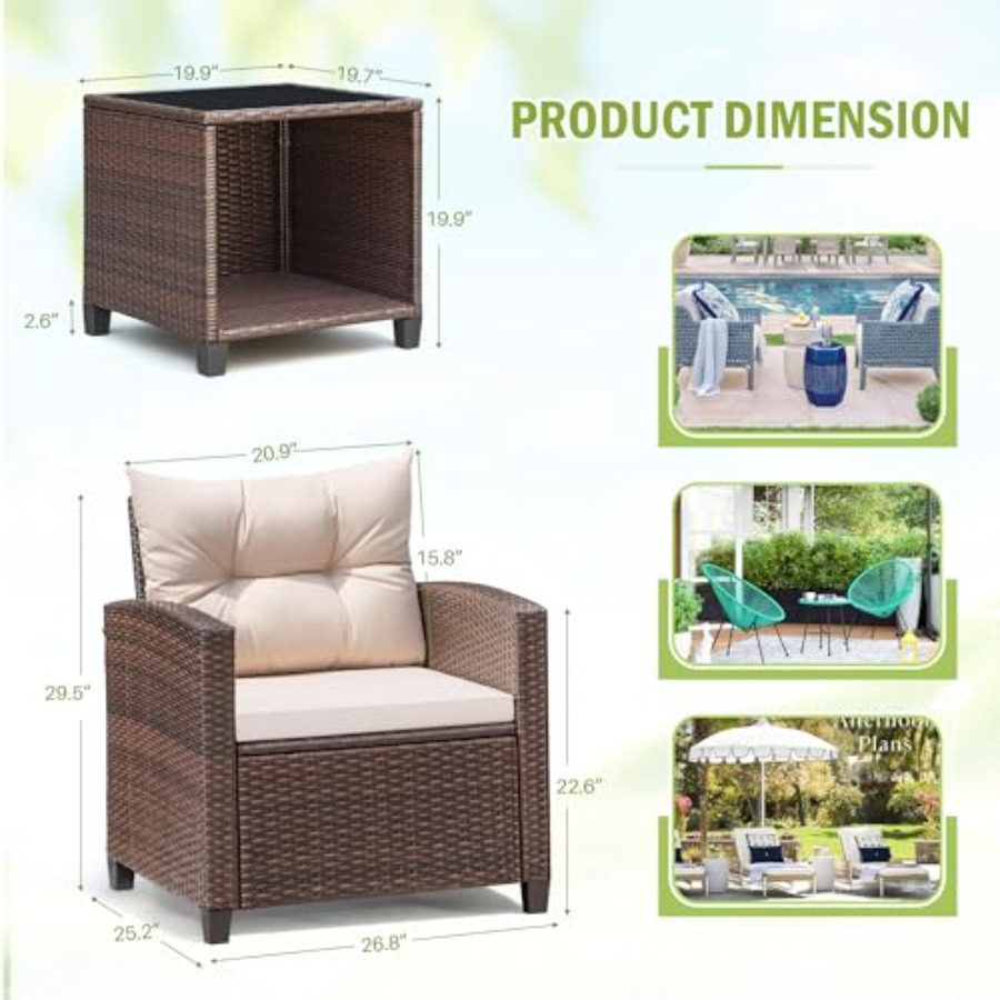 Devoko 3 Pieces Patio Furnitur - Outdoor Furniture In avis et prix