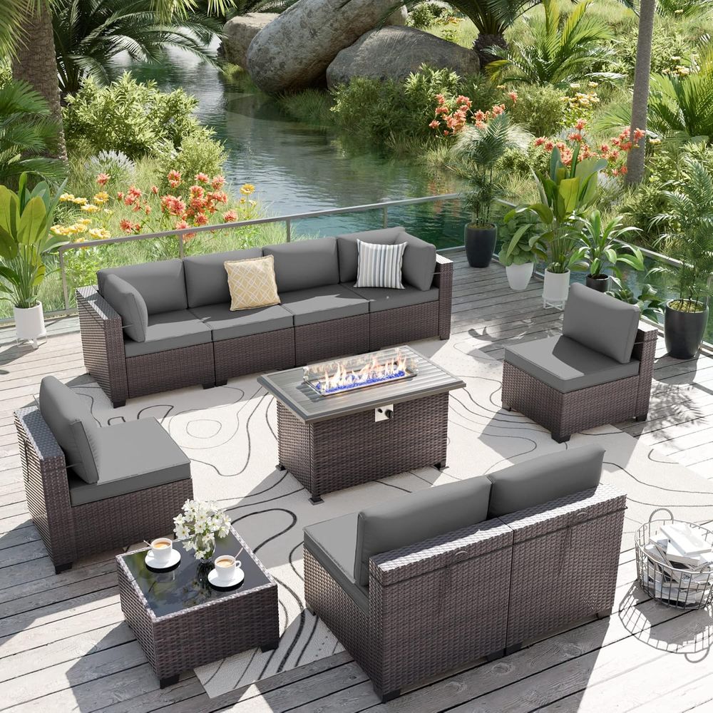 10-Piece Outdoor Patio Furnitu - Outdoor Furniture Set With Fire Pit avis et prix