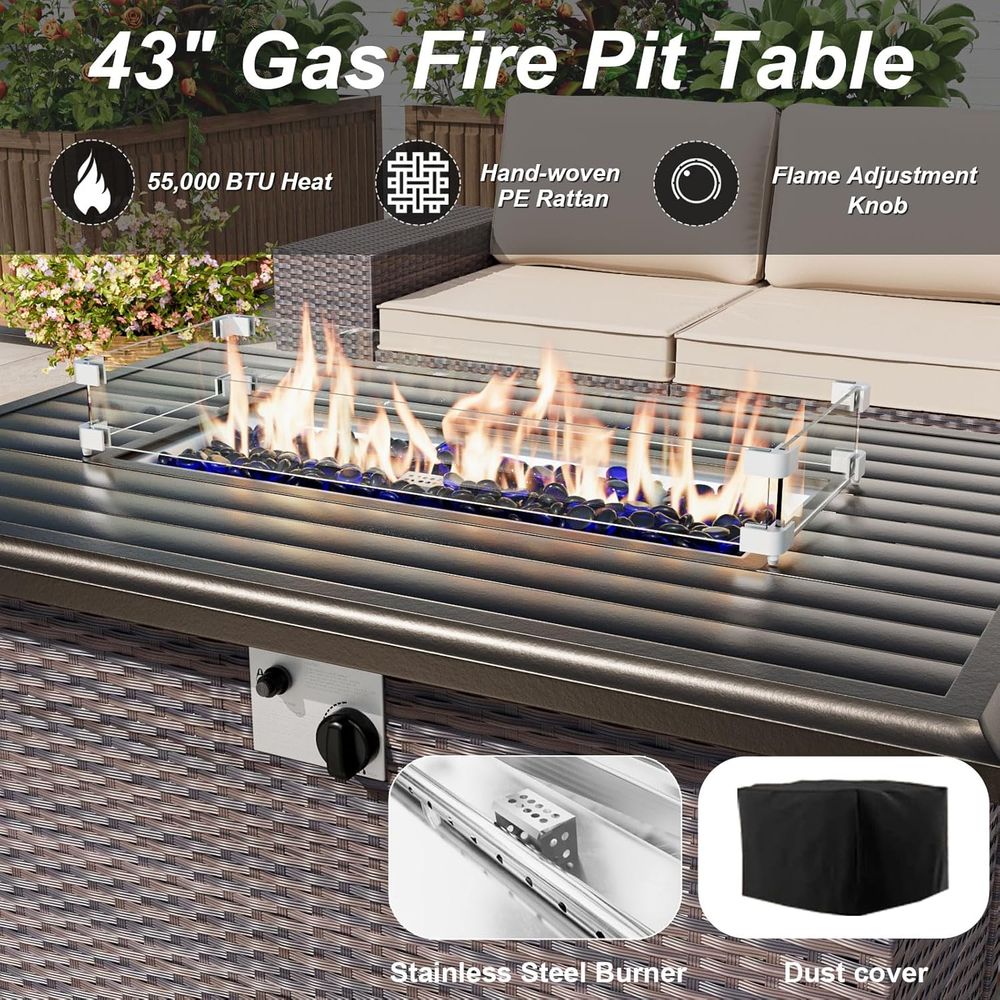 10-Piece Outdoor Patio Furnitu - Outdoor Furniture Set With Fire Pit avis et prix
