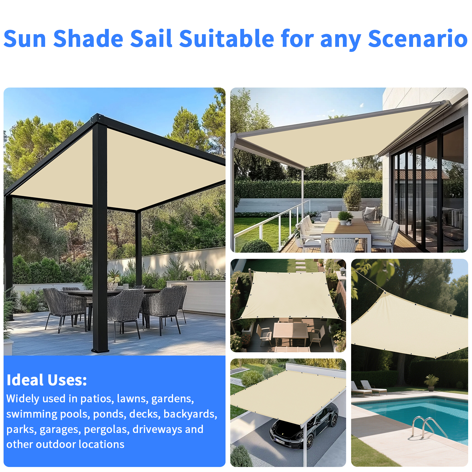 5x4m 4x3m 3x2m Garden Sun Shad - Outdoor Furniture Waterproof avis et prix