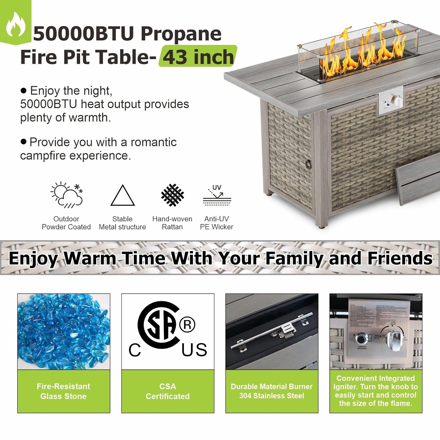 7 Piece Outdoor Sectional Sofa - Outdoor Furniture Set With Fire Pit avis et prix