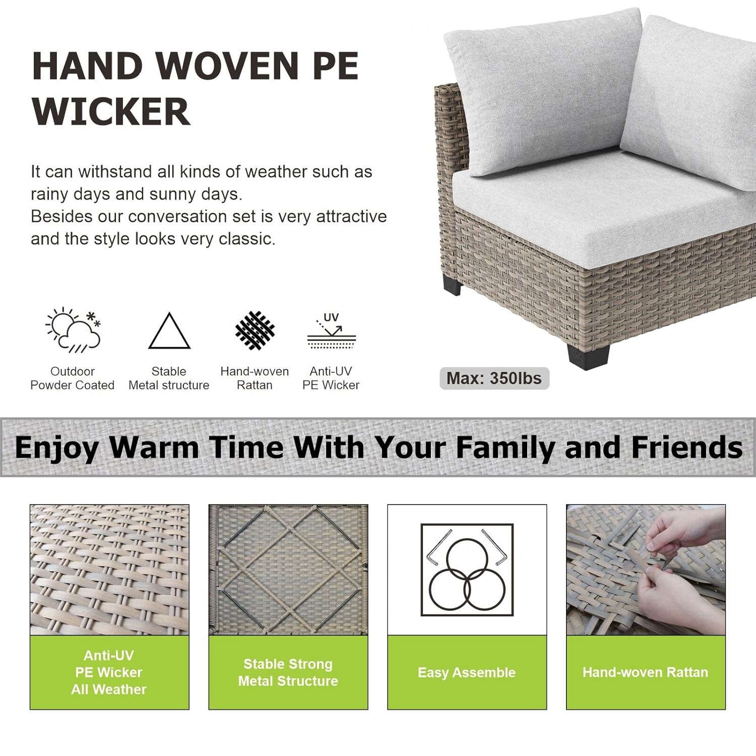 7 Piece Outdoor Sectional Sofa - Outdoor Furniture Set With Fire Pit avis et prix