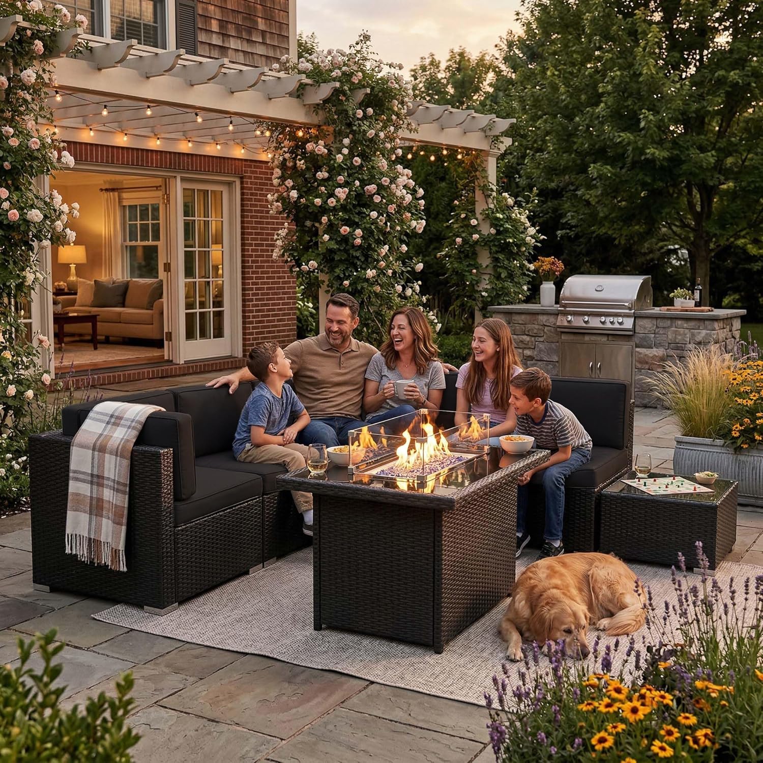 8 Pieces Patio Furniture Set w - Outdoor Furniture Set With Fire Pit avis et prix