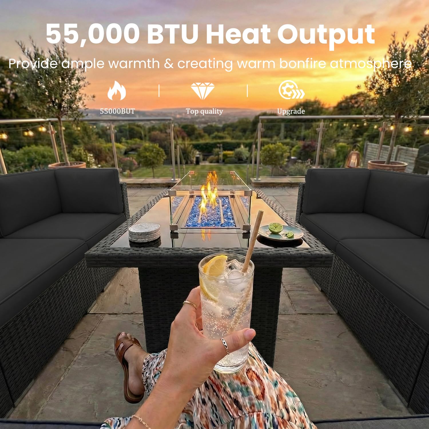 8 Pieces Patio Furniture Set w - Outdoor Furniture Set With Fire Pit avis et prix