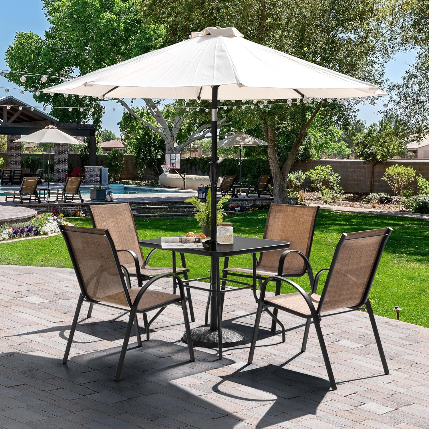 5 Piece Metal Patio Dining Set - Outdoor Furniture Bali avis et prix