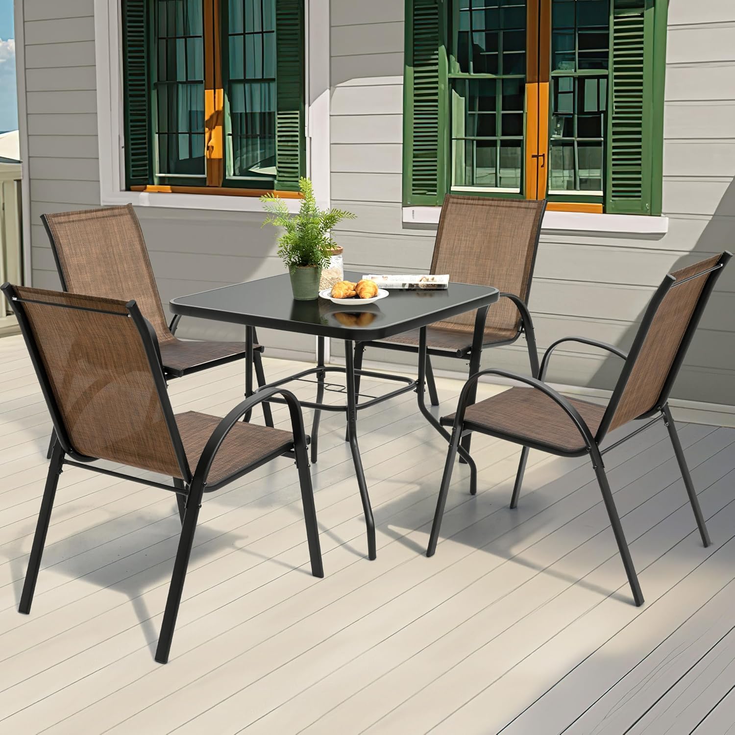 5 Piece Metal Patio Dining Set - Outdoor Furniture Bali avis et prix