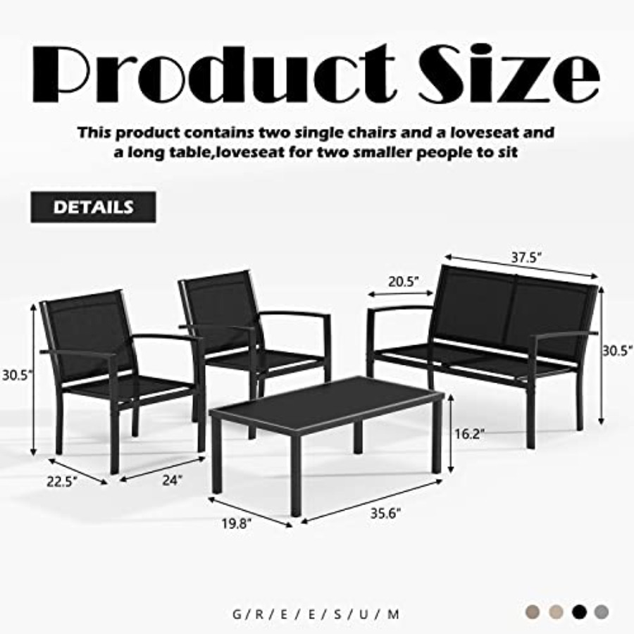 Greesum 4 Pieces Patio Furnitu - Outdoor Furniture In avis et prix
