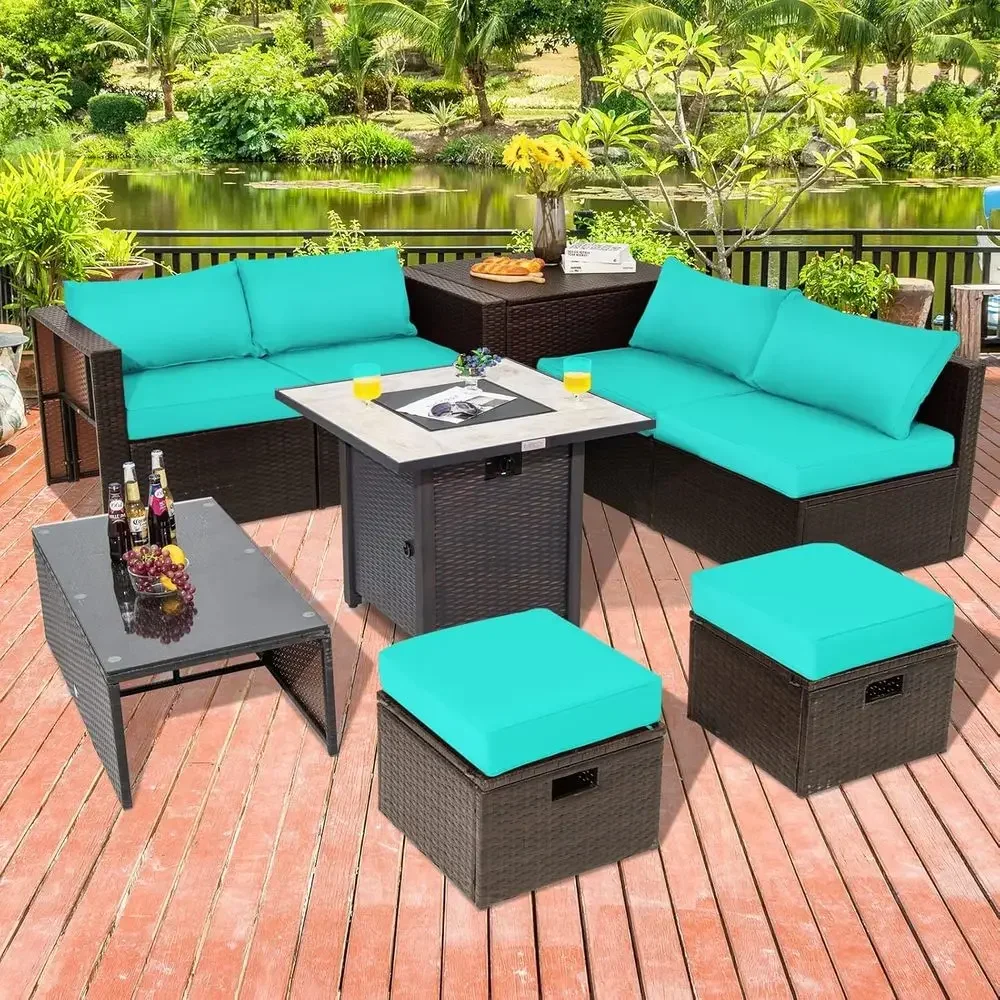 9-Piece Outdoor Patio Furnitur - Outdoor Furniture Set With Fire Pit avis et prix