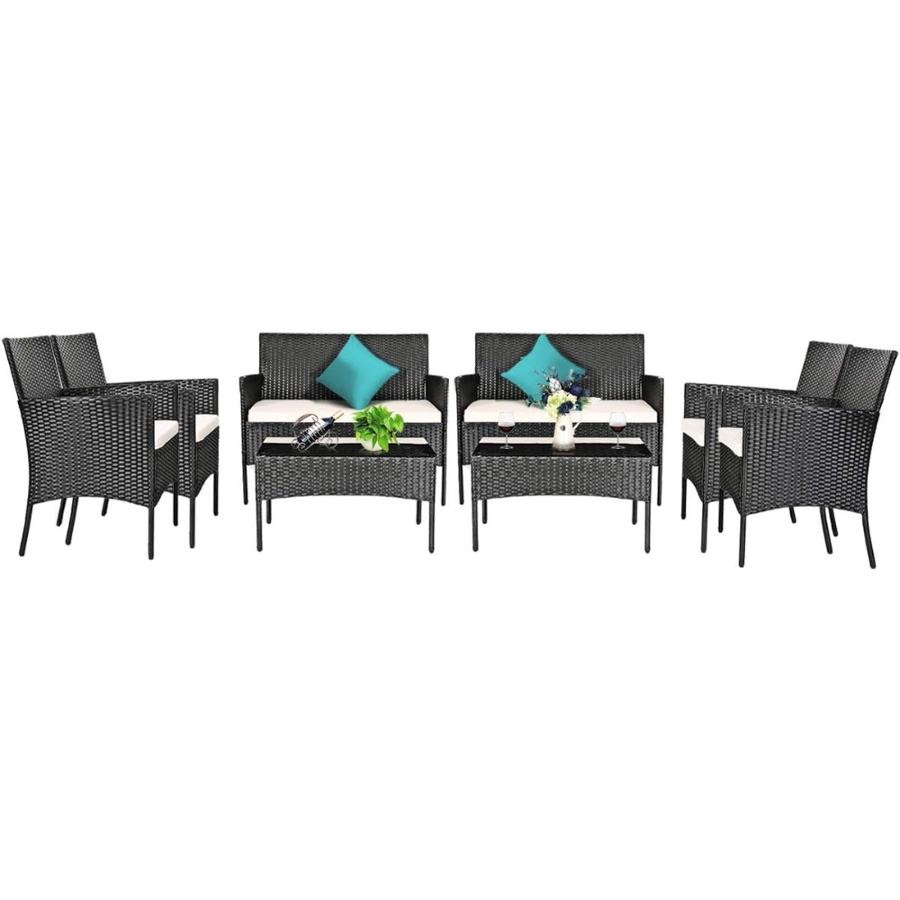 8 Pieces Patio Rattan Furnitur - Outdoor Furniture Bali avis et prix