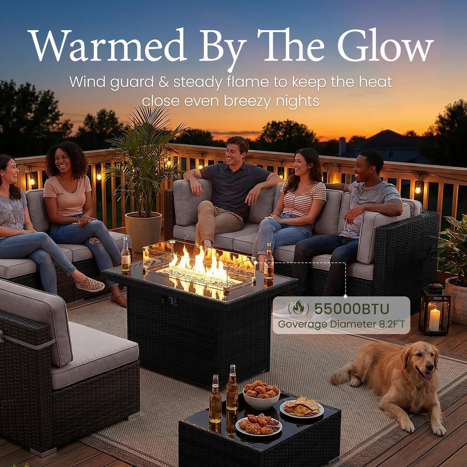 15 Piece Patio Furniture Set w - Outdoor Furniture Set With Fire Pit avis et prix