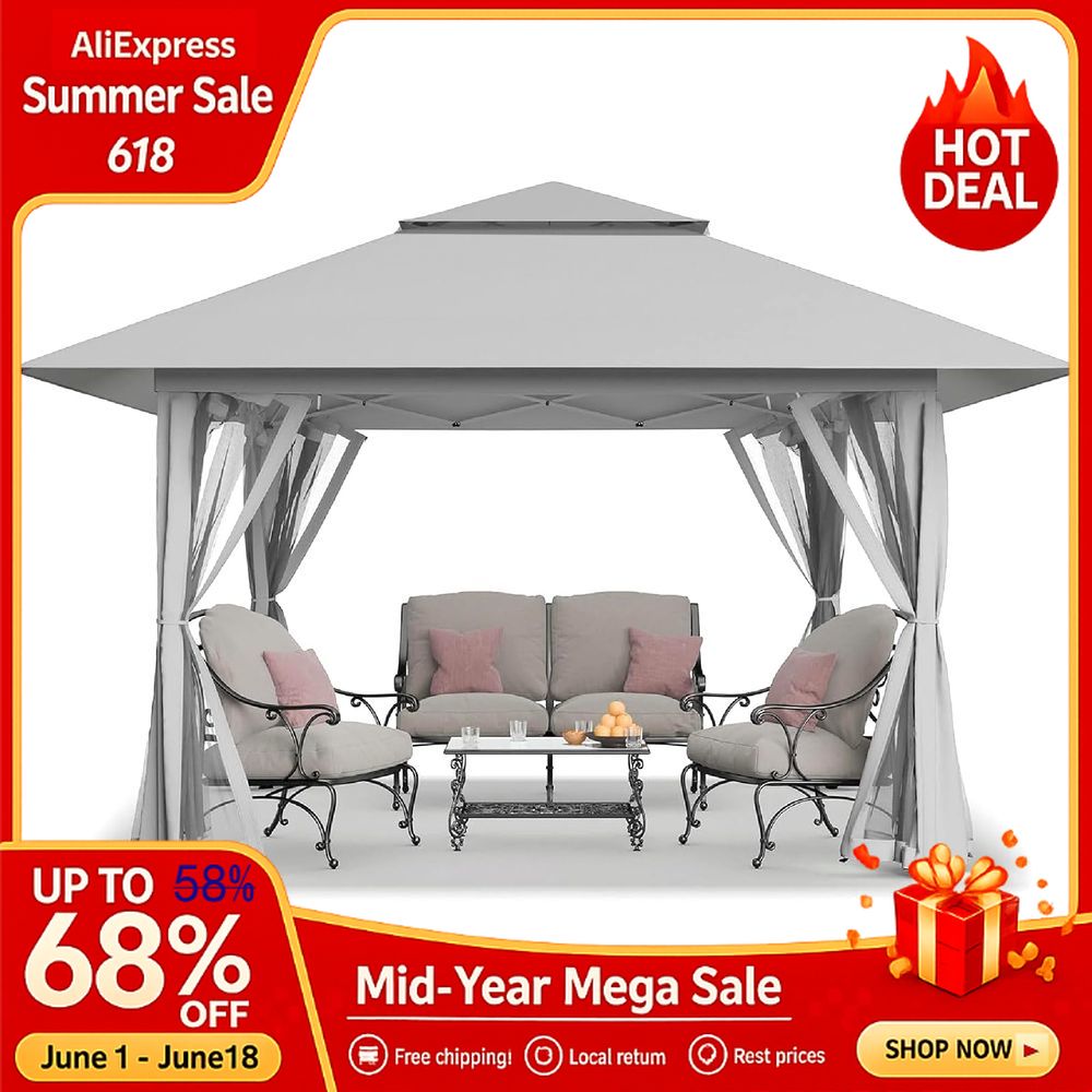 13x13 Pop Up Gazebo, Canopy Te - Outdoor Furniture Gazebo avis et prix