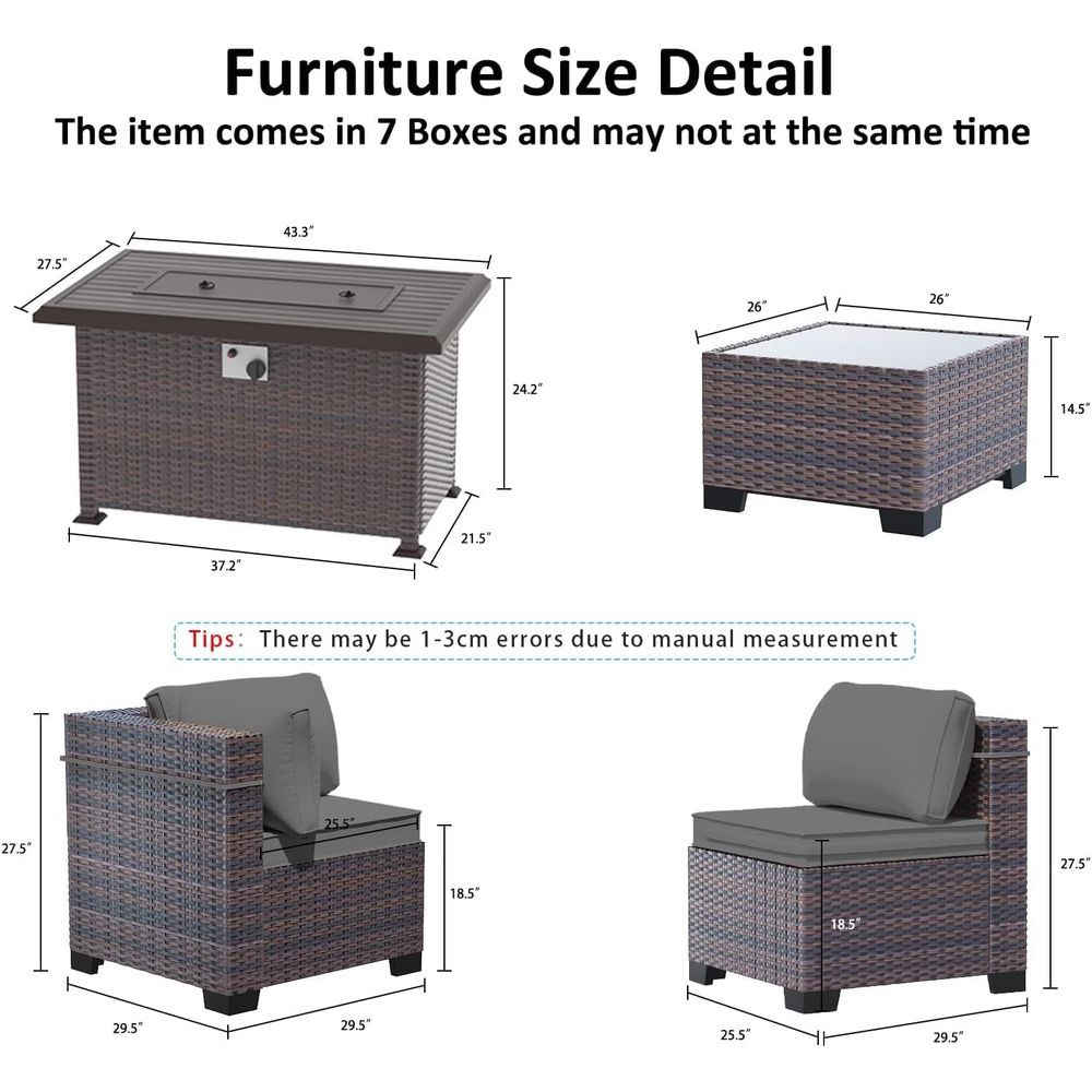 13-Piece Outdoor Sectional Pat - Outdoor Furniture Set With Fire Pit avis et prix
