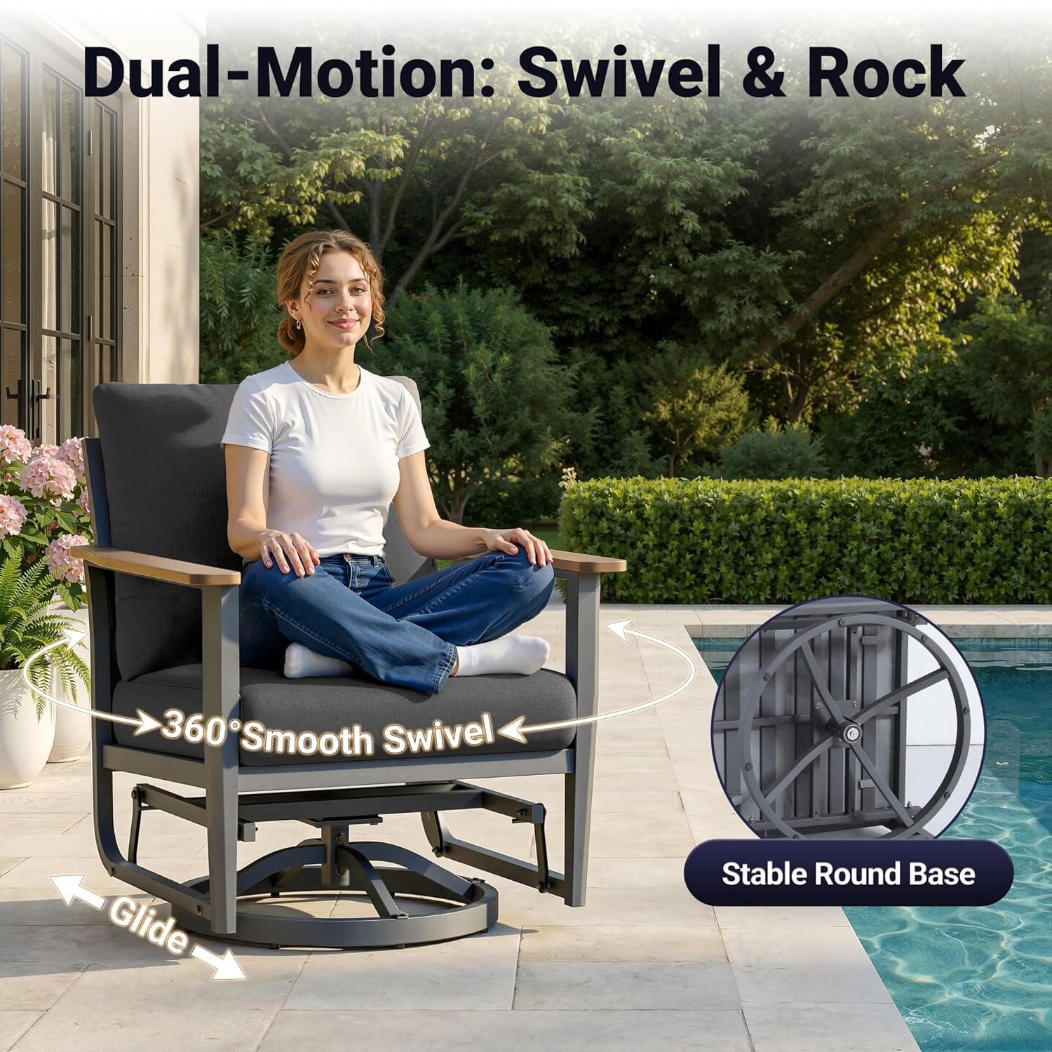 5pc Aluminum Patio Set Swivel  - Outdoor Furniture Set With Fire Pit avis et prix