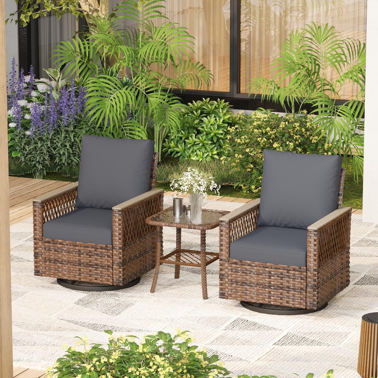 3 Pcs Patio Bistro Set with Ta - Outdoor Furniture Bali avis et prix