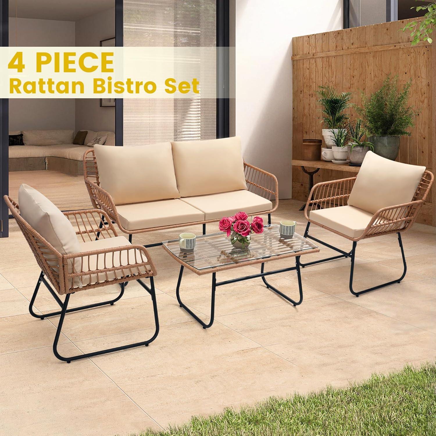 4 Piece Patio Bistro Outdoor F - Outdoor Furniture Bali avis et prix