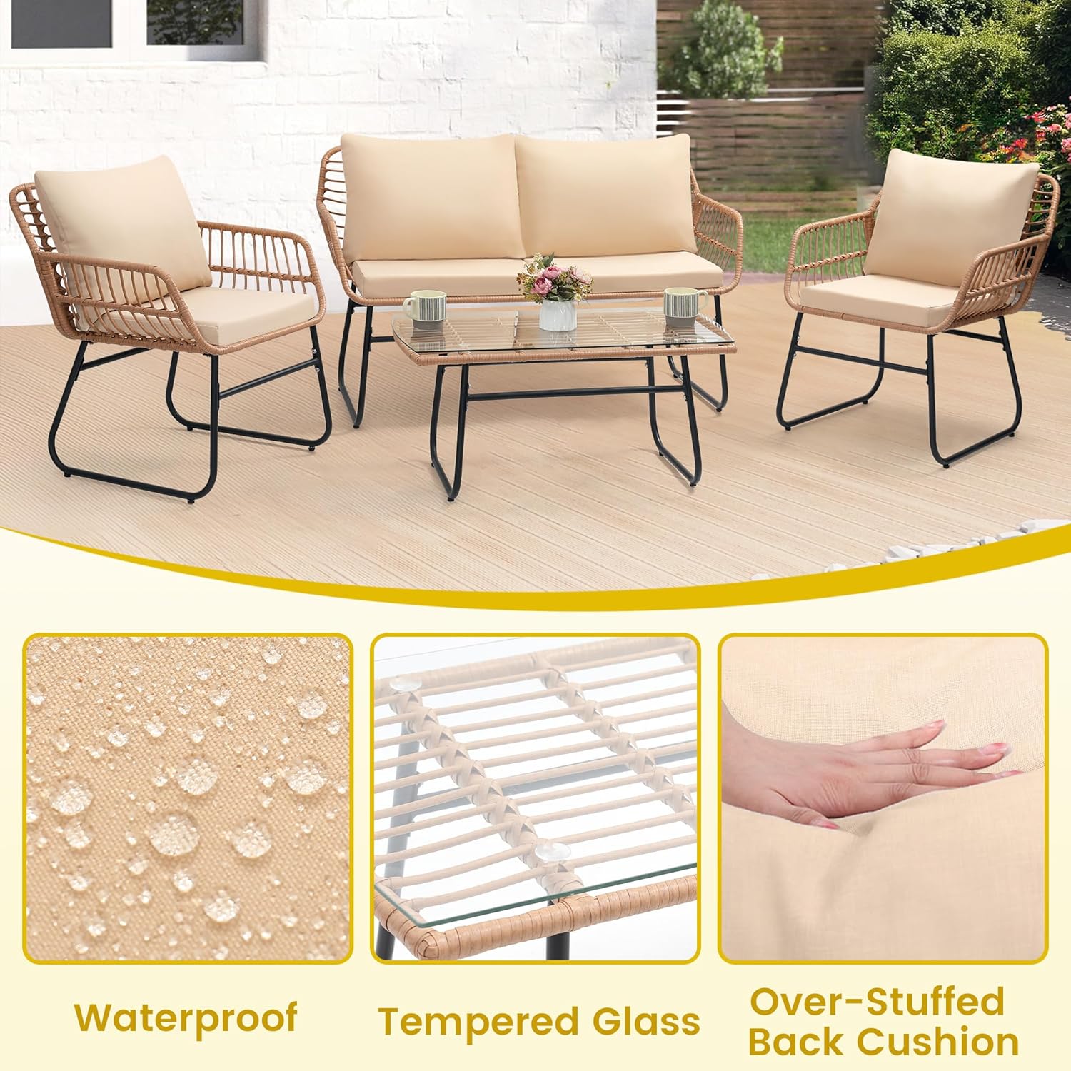 4 Piece Patio Bistro Outdoor F - Outdoor Furniture Bali avis et prix