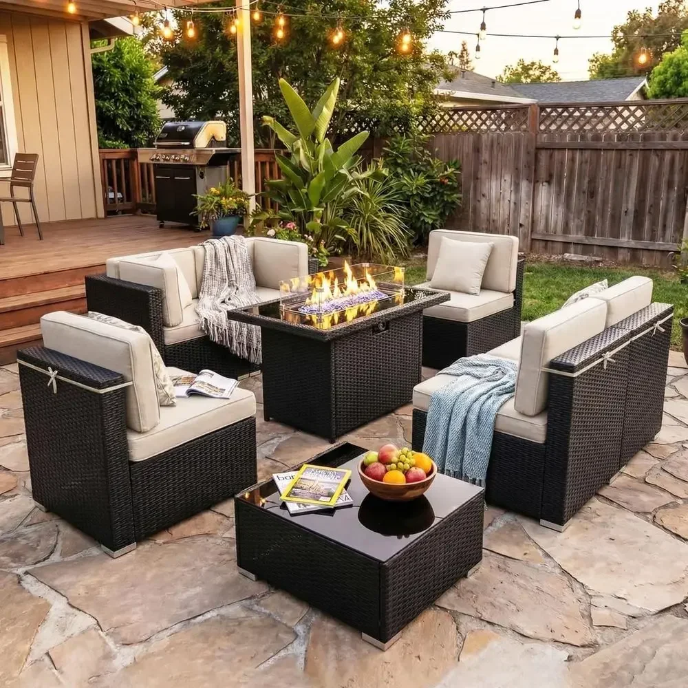8-Piece Outdoor Patio Furnitur - Outdoor Furniture Set With Fire Pit avis et prix