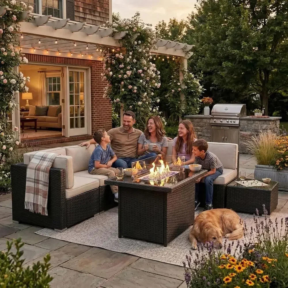 8-Piece Outdoor Patio Furnitur - Outdoor Furniture Set With Fire Pit avis et prix