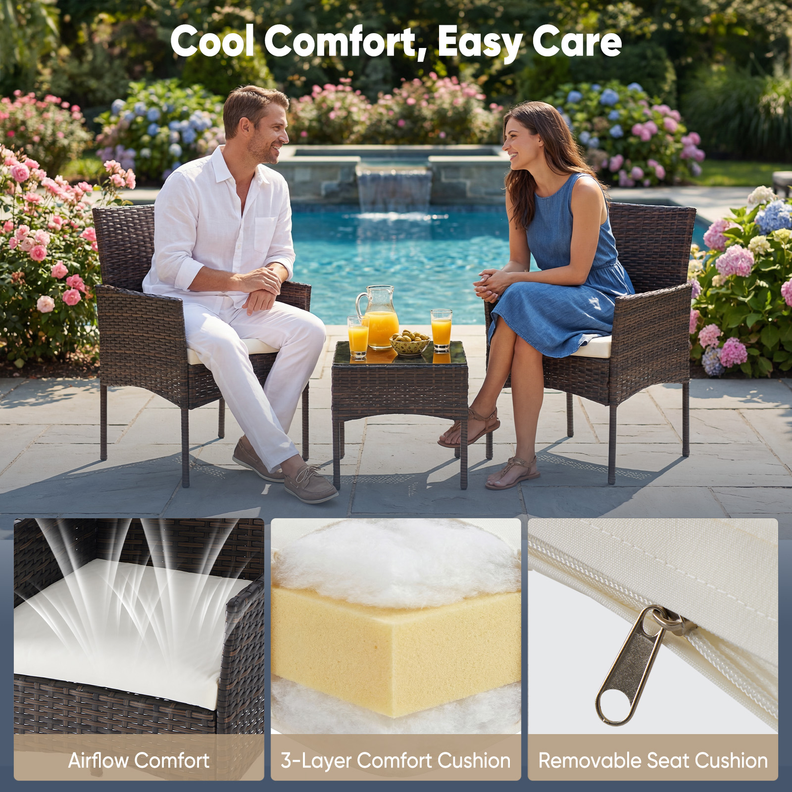 JHK Large Size 3 Pieces Outdoo - Outdoor Furniture Bali avis et prix
