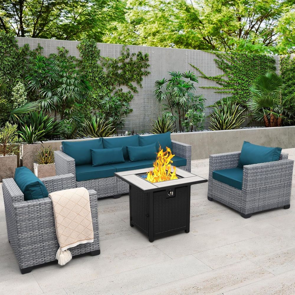 4-Piece Outdoor Wicker Patio F - Outdoor Furniture Set With Fire Pit avis et prix