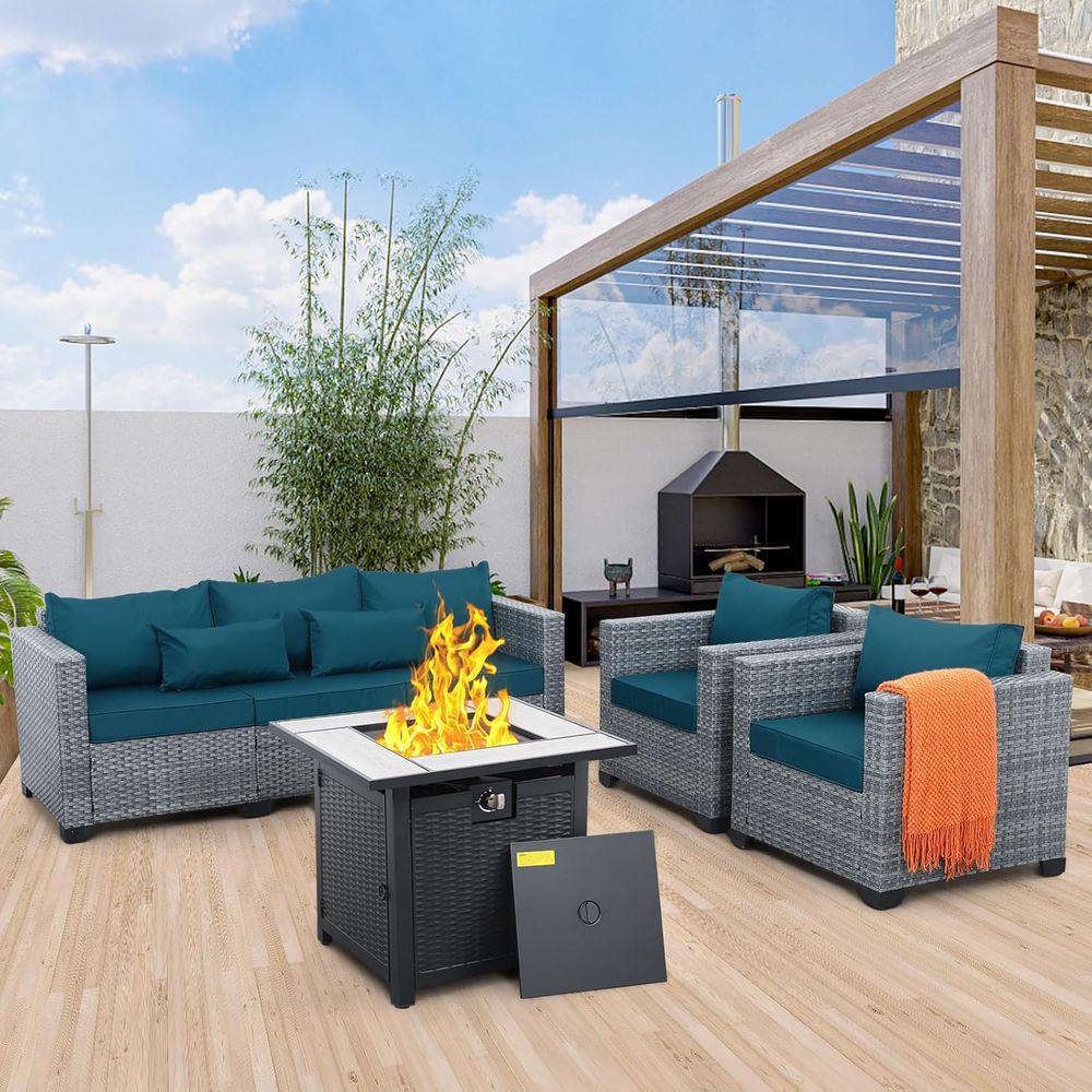 4-Piece Outdoor Wicker Patio F - Outdoor Furniture Set With Fire Pit avis et prix