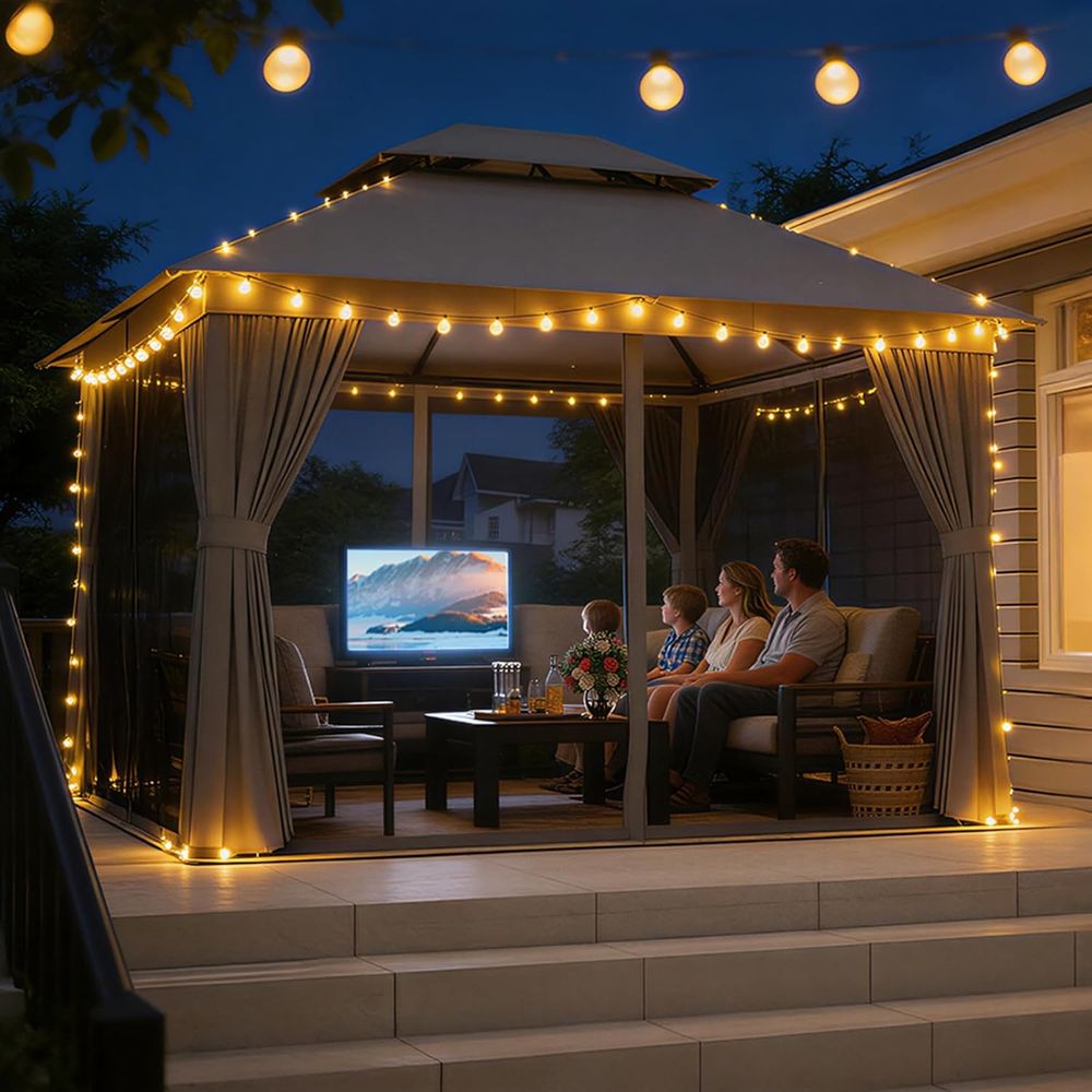 10x12 Heavy-Duty Metal Gazebo  - Outdoor Furniture Gazebo avis et prix