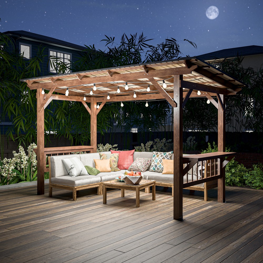 ！@13' X 6.5' Modern Wooden Per - Outdoor Furniture Gazebo avis et prix
