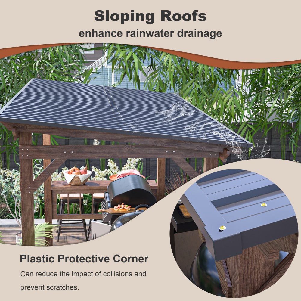 ！@13' X 6.5' Modern Wooden Per - Outdoor Furniture Gazebo avis et prix