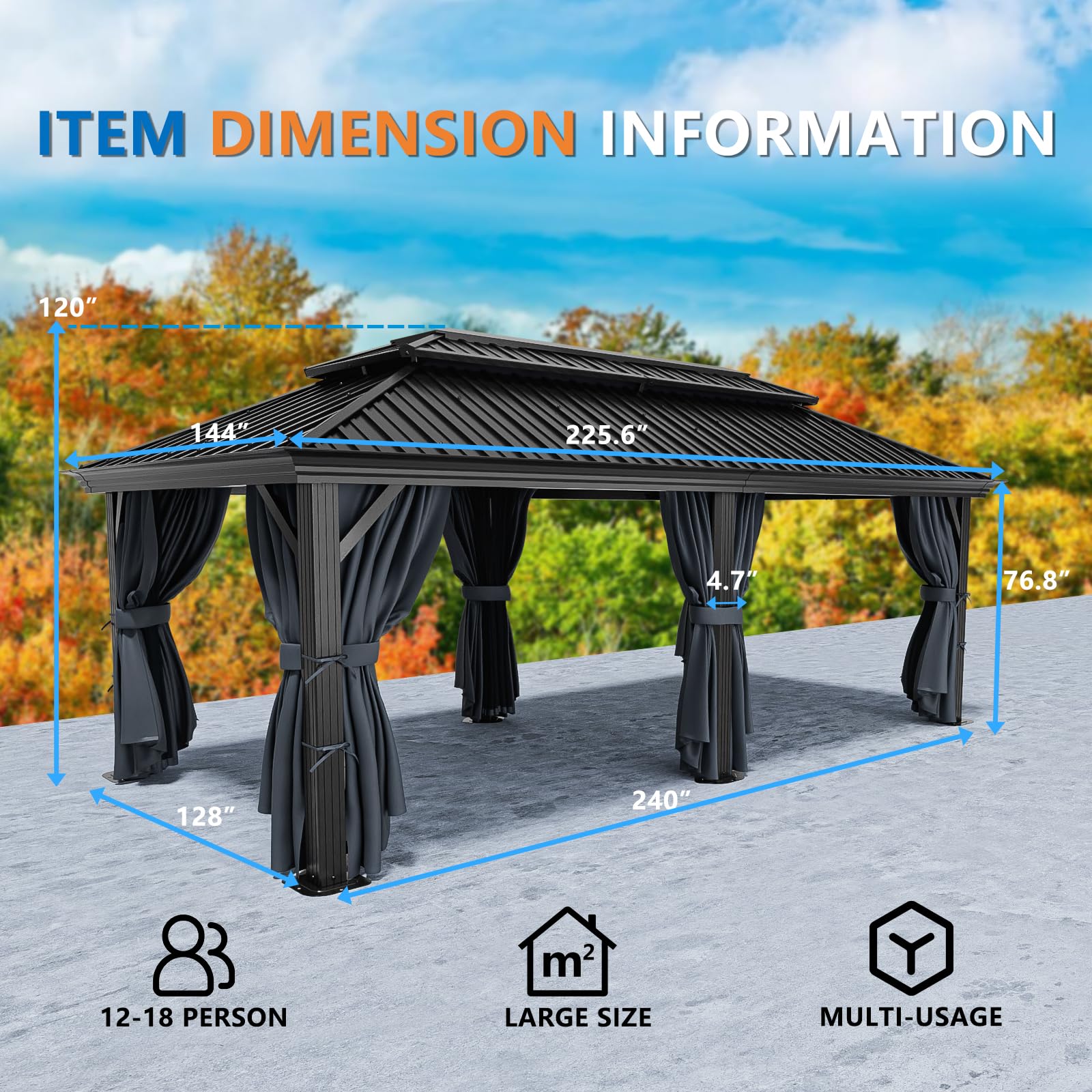 12×20 Hardtop Gazebo with Meta - Outdoor Furniture Gazebo avis et prix