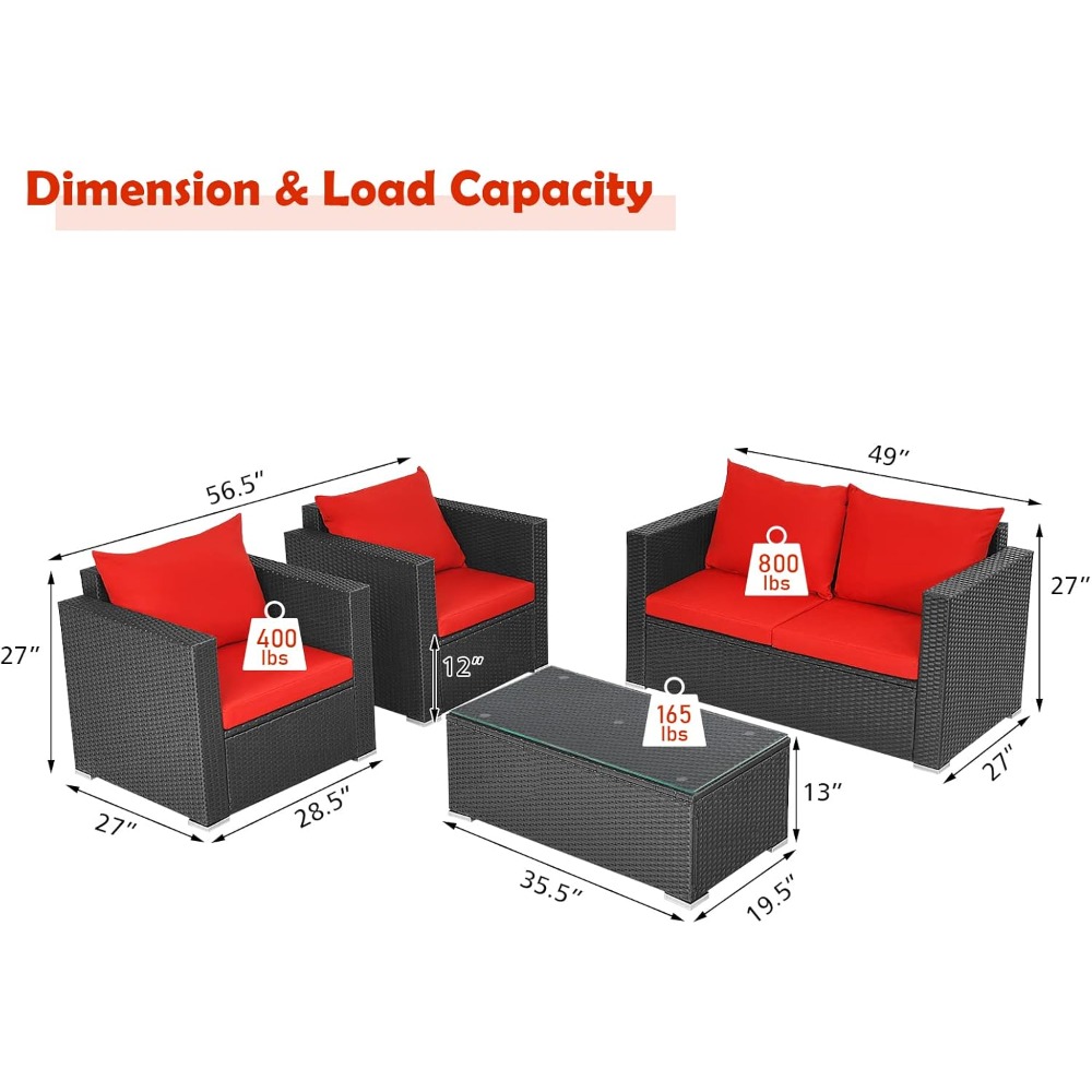 4 Piece Patio Rattan Conversat - Outdoor Furniture Bali avis et prix
