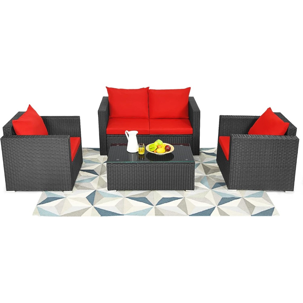 4 Piece Patio Rattan Conversat - Outdoor Furniture Bali avis et prix