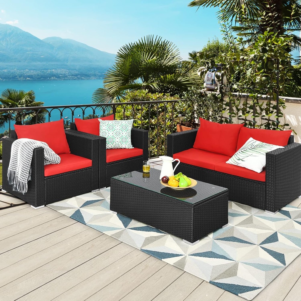 4 Piece Patio Rattan Conversat - Outdoor Furniture Bali avis et prix