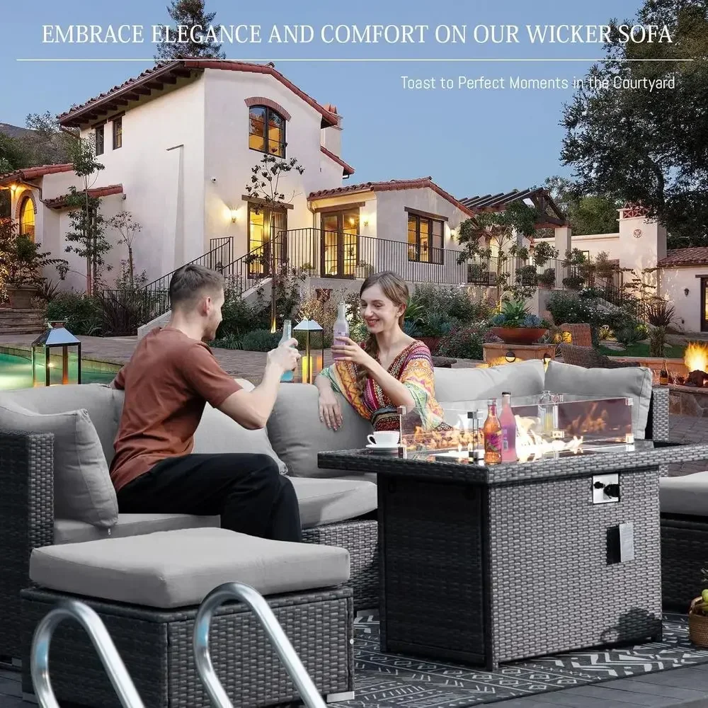 6-Person Weather-Resistant Out - Outdoor Furniture Set With Fire Pit avis et prix