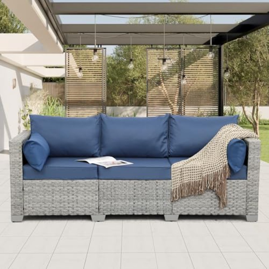 Outdoor Couch 3 Seater Wicker  - Outdoor Furniture In avis et prix