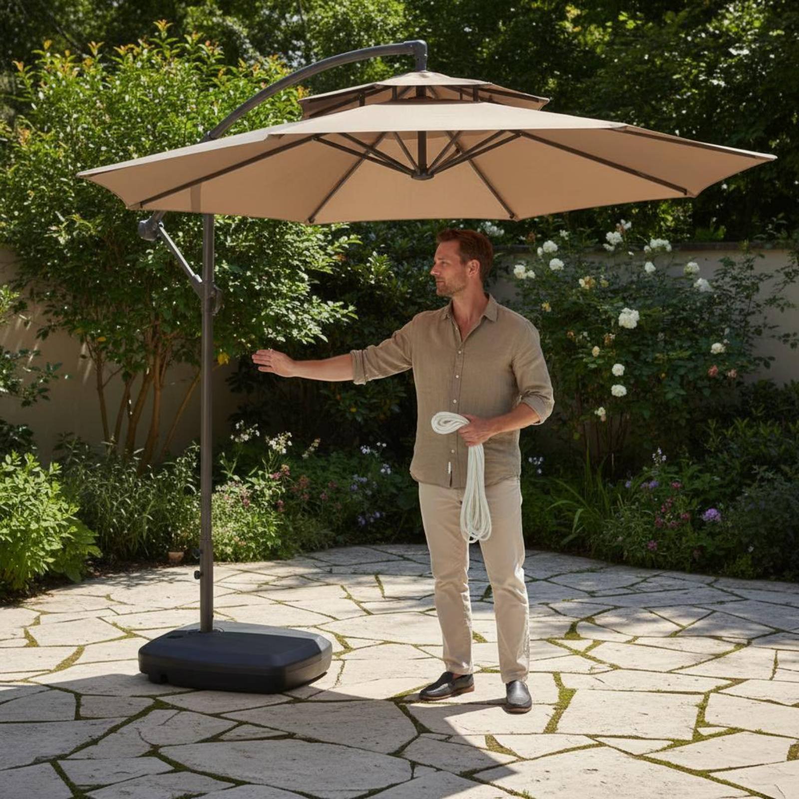 Roman Umbrella Pull Rope Wear- - Outdoor Furniture In avis et prix