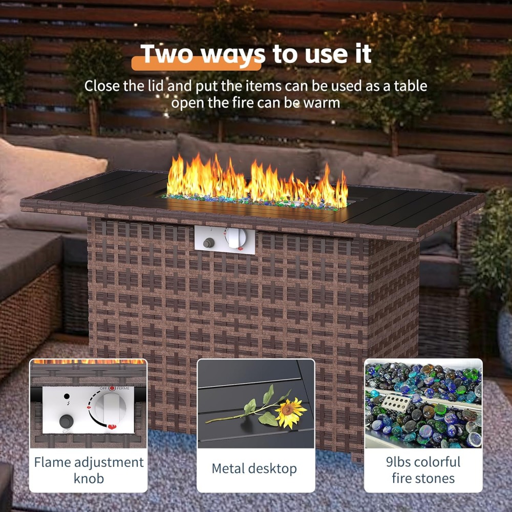 Sectional Sofa Set with Fire P - Outdoor Furniture Set With Fire Pit avis et prix