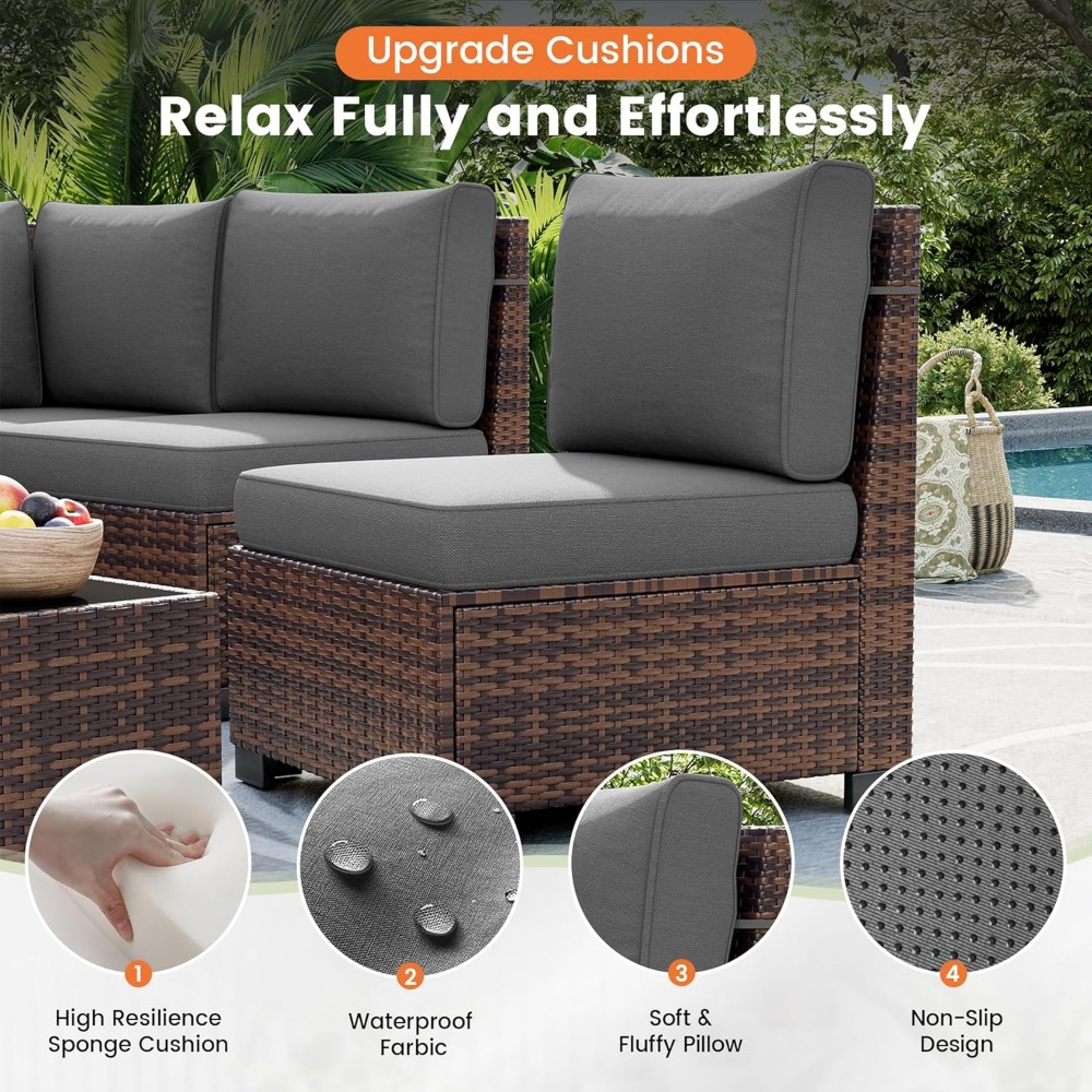 Sectional Sofa Set with Fire P - Outdoor Furniture Set With Fire Pit avis et prix