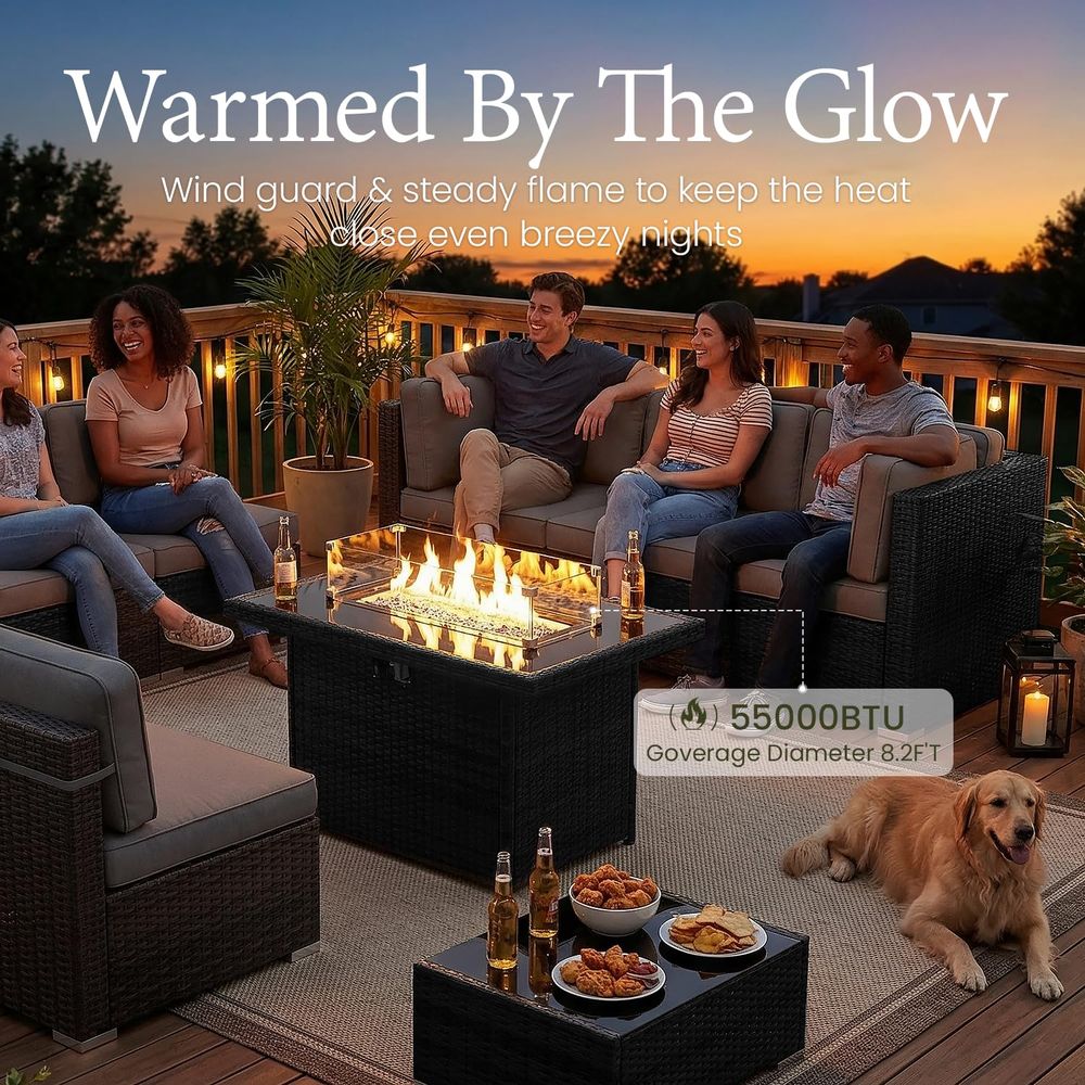 15 Piece Patio Furniture Set w - Outdoor Furniture Set With Fire Pit avis et prix